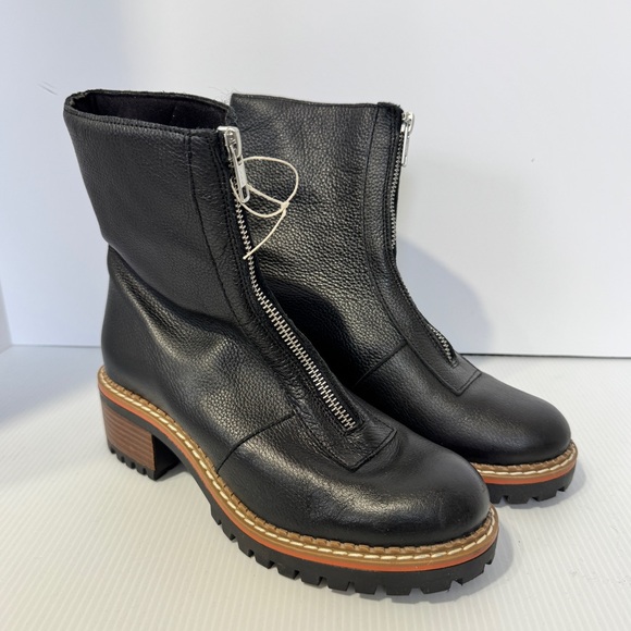 Women’s Black Leather Front Zip Boots. US Size 6.5 - Picture 1 of 3
